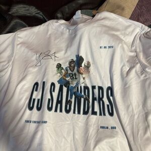 White Graphic T-Shirt with Football Design